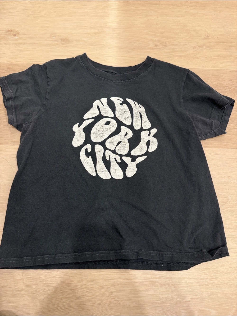 Brandy Melville Black Tee with White 'New York City' Graphic